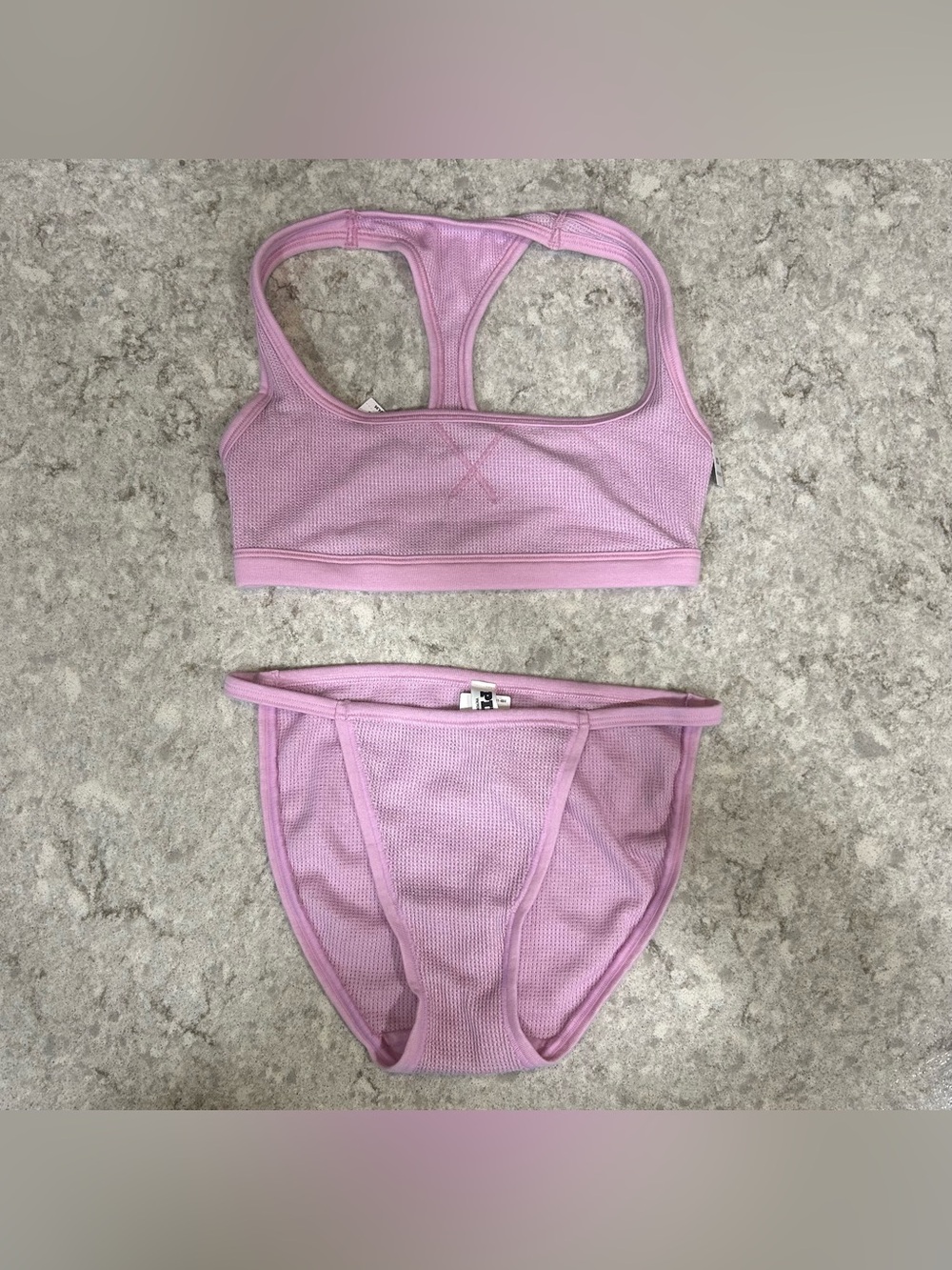 PINK Sparkle Waffle-Knit 2-Piece Set – Light Pink – XS